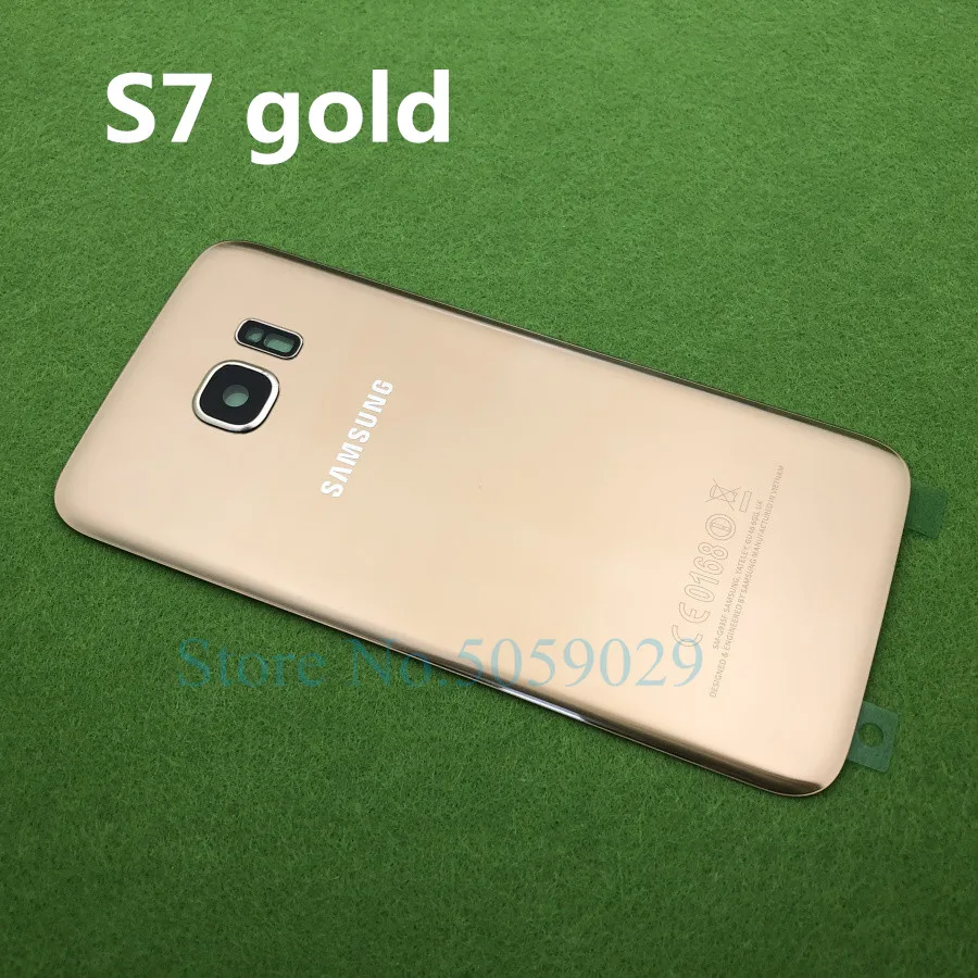S7 gold Для SAMSUNG Galaxy S7 G930 SM-G930F S7 Edge G935 G935F Задняя стеклянная крышка батарейного отсека задняя дверь Корпус Задняя стеклянная крышка - Цвет: S7 gold