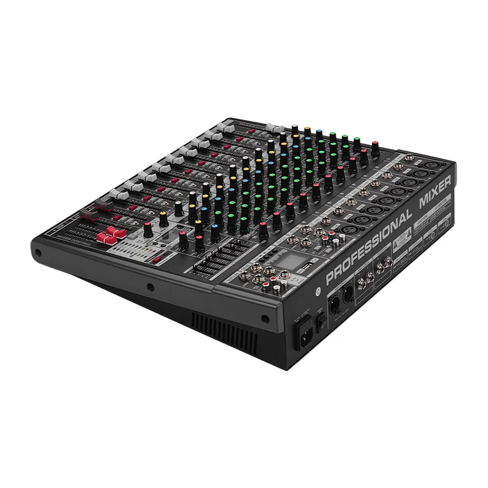Профессиональный 12-канальный миксер аудио DJ микшерная консоль цифровой аудио Миксер с 48V Мощность 16 DSP эффектов аудио Системы