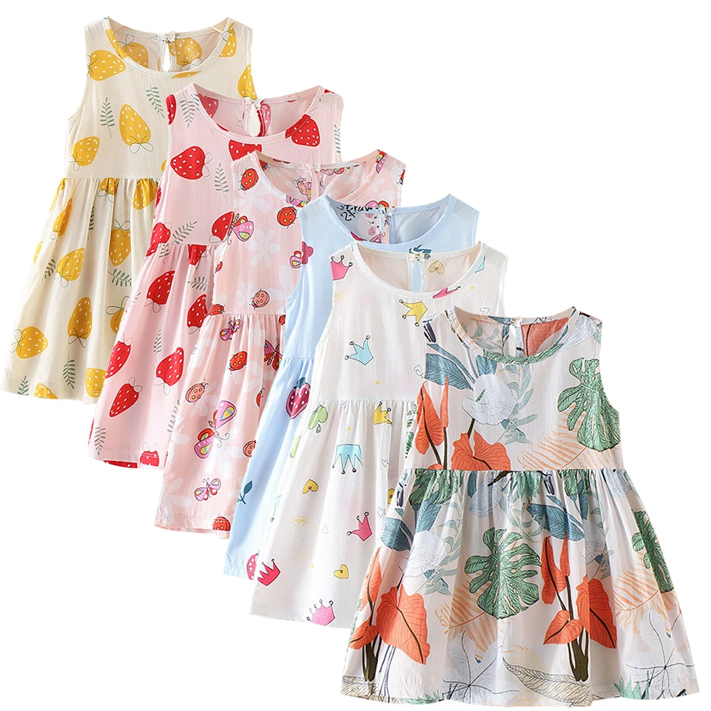

Summer Girls Dress Fashion Sleeveless Backless Kids Dresses Toddler Girl Birthday Party Princess Dress Cotton Children Clothing