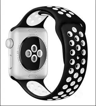 black white Новые цвета спортивные силиконовые браслеты для apple watch Series 1 2 3 38 мм 42 мм соединяющий ремешок браслета для iwatch 5 4 40 мм 44 мм серия 5 - Цвет ремешка: black white