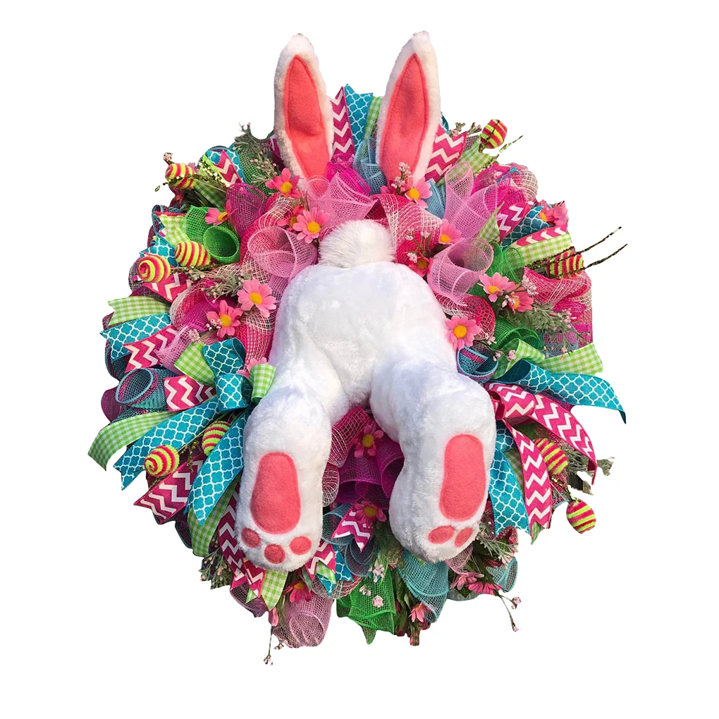 

Пасхальный венок в виде кролика с пасхальным крестом, украшение для дома, весенний свадебный венок, Мультяшные украшения в форме кролика