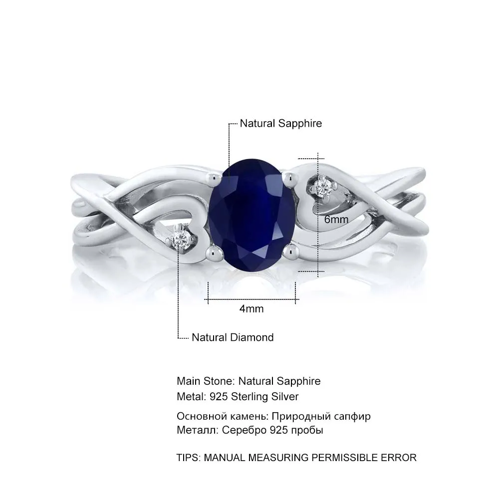 GemStoneKing 0 56 Ct синий сапфир Белый бриллиант обручальное кольцо для женщин Твердое