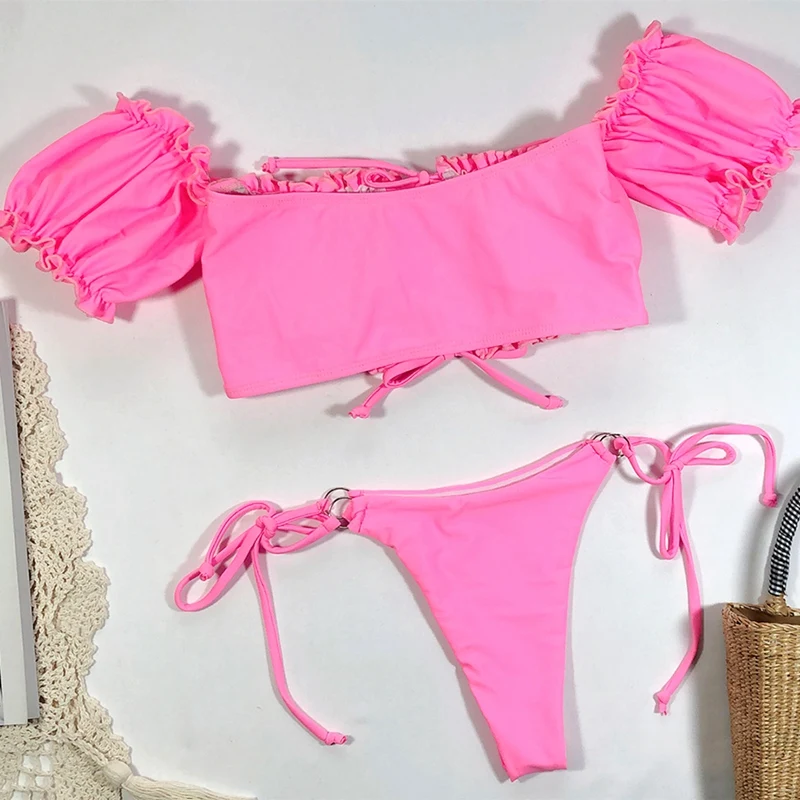 

Women's Pleated Split Swimsuit European and American Bikini Ladies Swimsuit