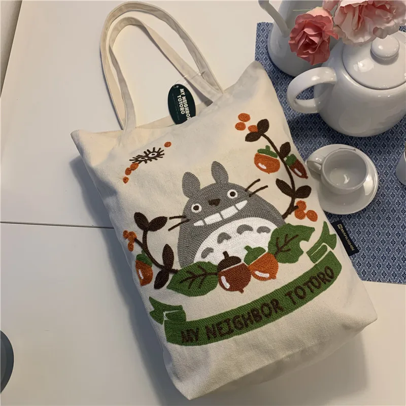 Новая Оригинальная Наплечная Сумка My Neighbor Totoro Kiki с вышивкой Холщовая для