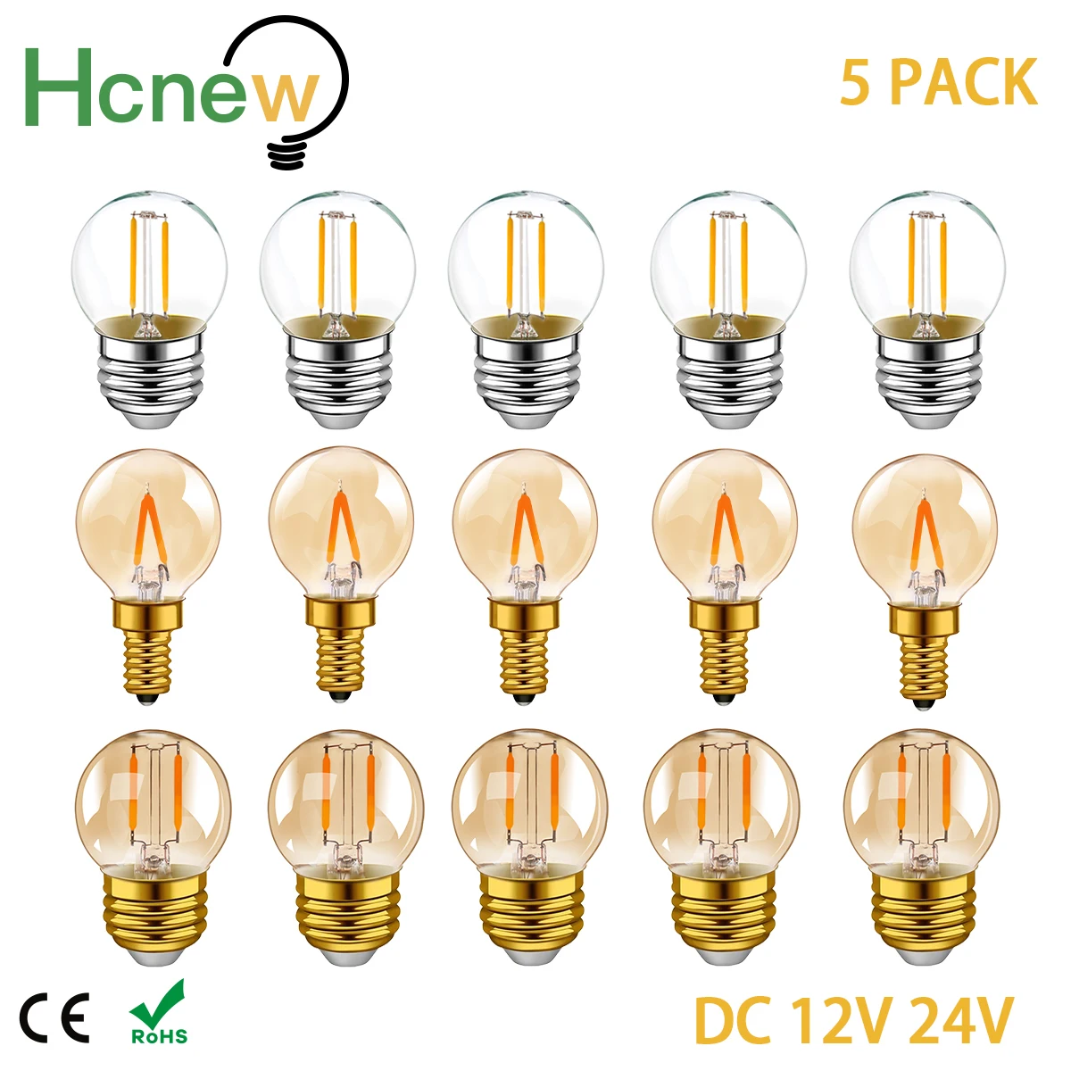 5 шт. G40 1 Вт E14 E27 светодиодный светильник лампы нити 12V 24V низшее Напряжение E12 RV