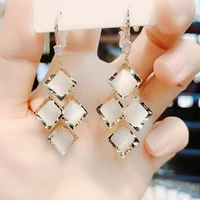 2021 new opal rhombus exquisite all match temperament earrings high end earrings jewelry wholesale