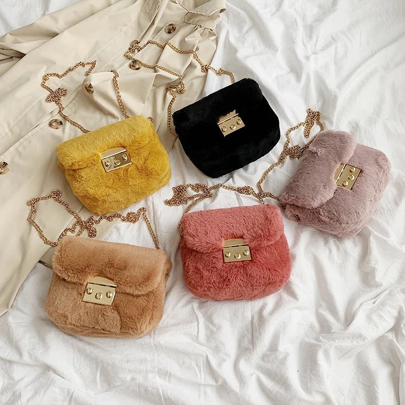 Пушистая женская сумка на плечо зимняя модная новинка 2019 сумка-мессенджер с