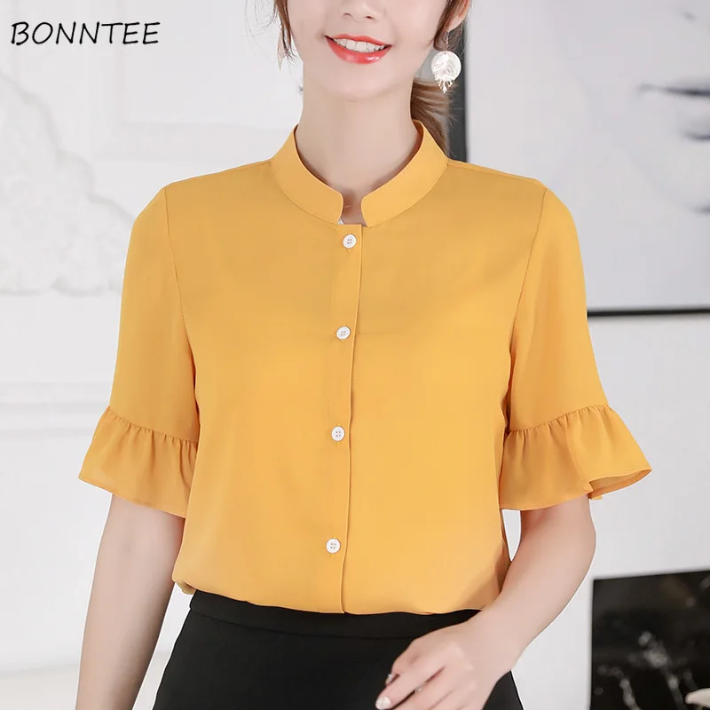 Женские однотонные рубашки простая тонкая Милая модная женская одежда в