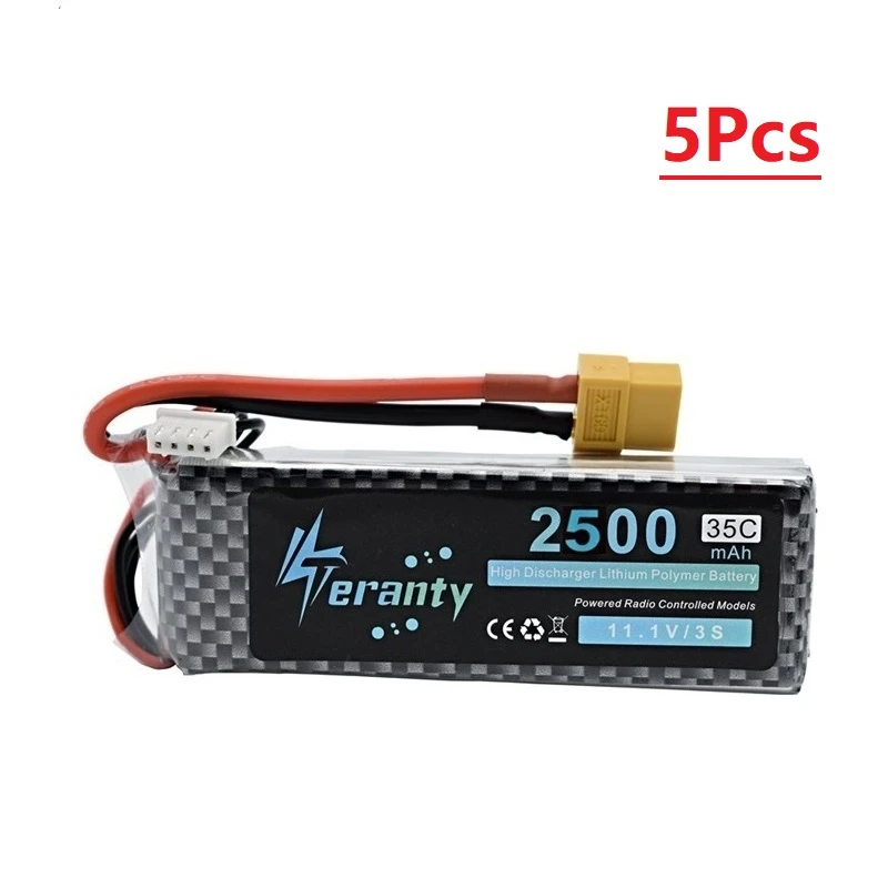 Черный Teranty Мощность 11,1 V 2500mAh литий-полимерный Батарея для игрушечных моделей автомобилей лодки, вертолёт Запчасти 2200 мАч 3s литий Батарея 11,1 В Радиоуправляемый Дрон Батарея - Цвет: Черный