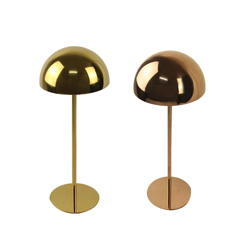 

SHGO HOT-Stainless Steel Hat Display Stand Golden Mirror Hat Stand, Hat Holder Hat Shoot Props