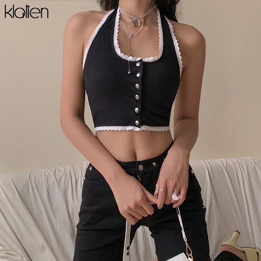Летняя Повседневная Женская майка KLALIEN на шнуровке модный сексуальный