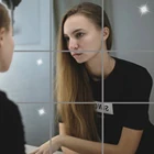 Зеркальная настенная наклейка, квадратная самоклеящаяся акриловая художественная квадратная зеркальная плитка, 16 шт., 15 х15 см, для ванной комнаты, домашнего декора