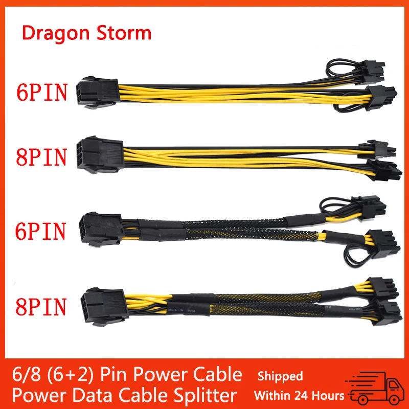 

Оригинальный кабель питания PCI Express на dual PCIE 8 (6 + 2), 10 шт., 6 контактов, 8 контактов, графическая карта, PCI-E GPU, кабель передачи данных, сплиттер 22 с...