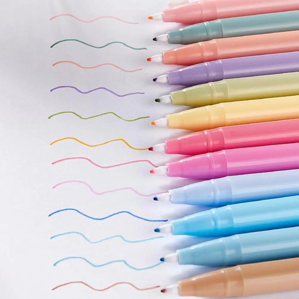 12pcs 3000 Color Gel Pen Watercolor 12-color Fiber Pens Fine Accessories Set Pencil Line Office Supplies Stationery K6j0 | Канцтовары