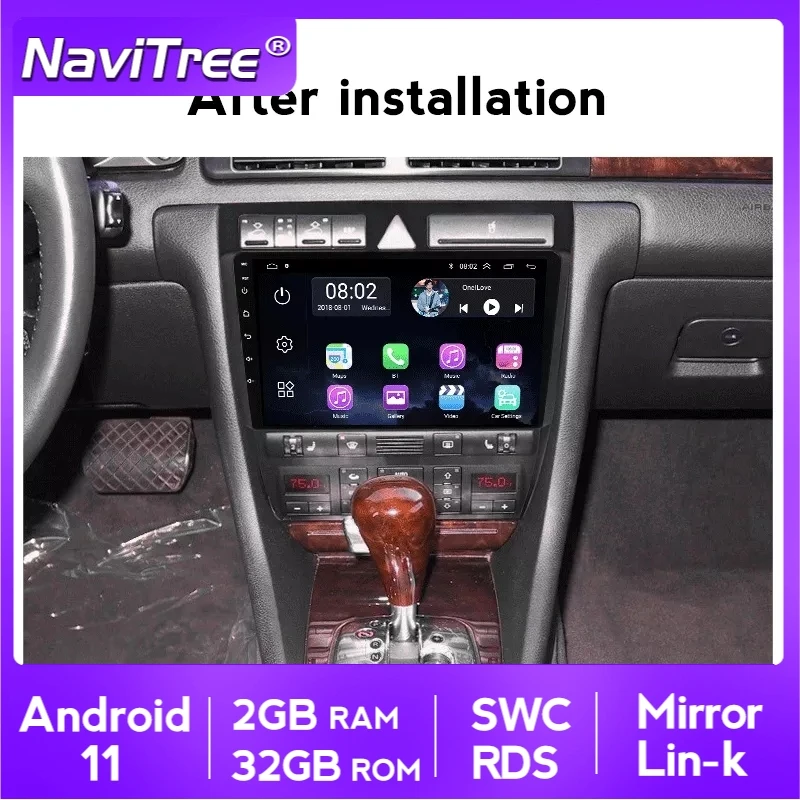 Автомобильный мультимедийный плеер для Audi A6 S6 RS6 1997 2004 экран 2.5D Android 2 ГБ + 32