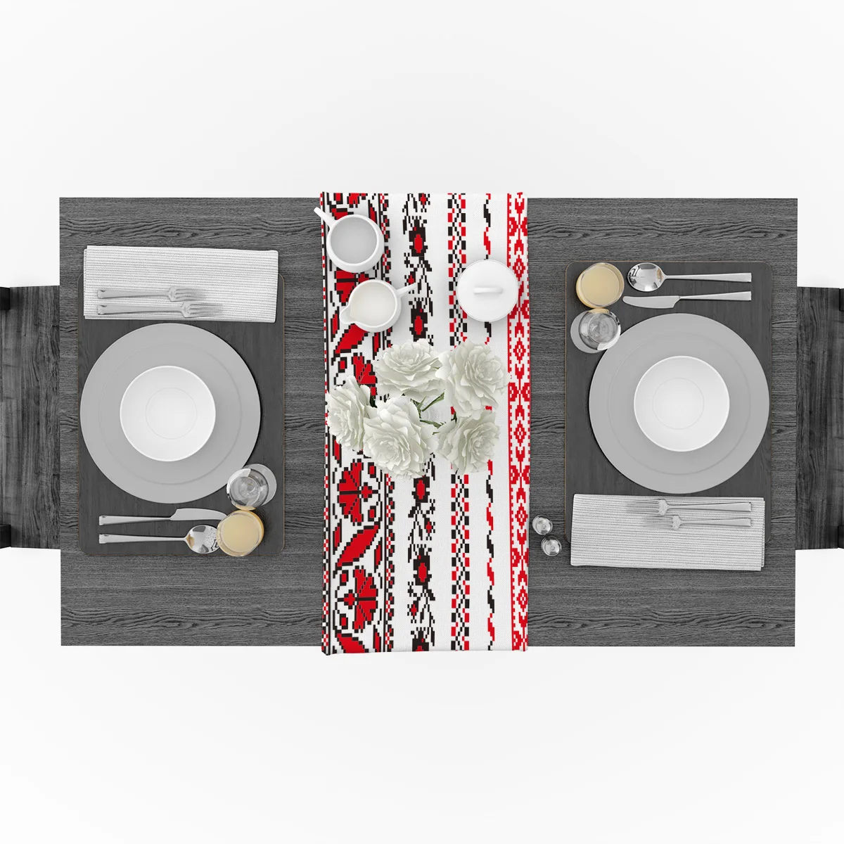 Украинская Обычная подставка под столовую посуду в полоску с цветами