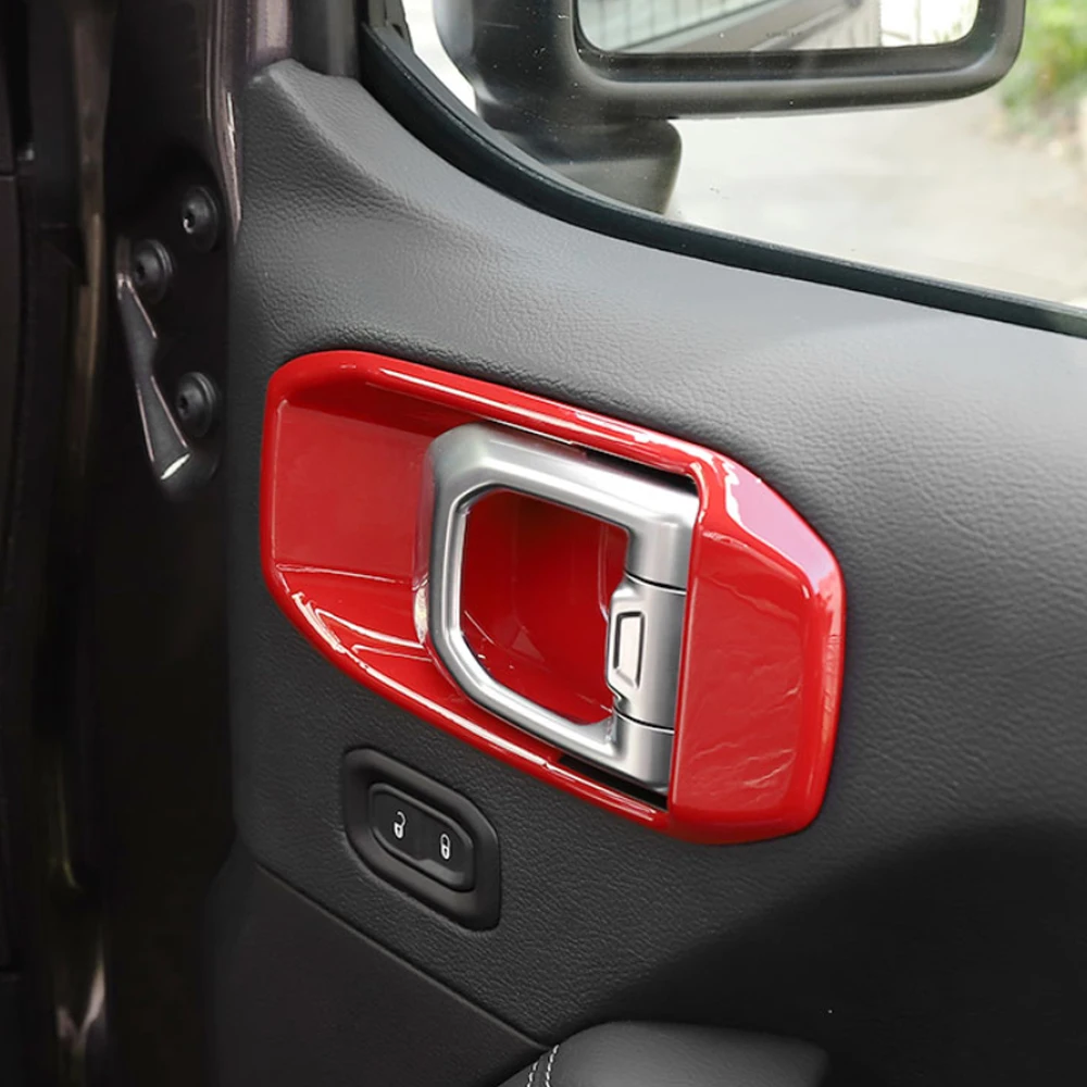 

CarMango for Jeep Wrangler 2018-2021 Car Accessories Inner Door Handle Panel Trim Frame Sticker Cover Decoration Moulding