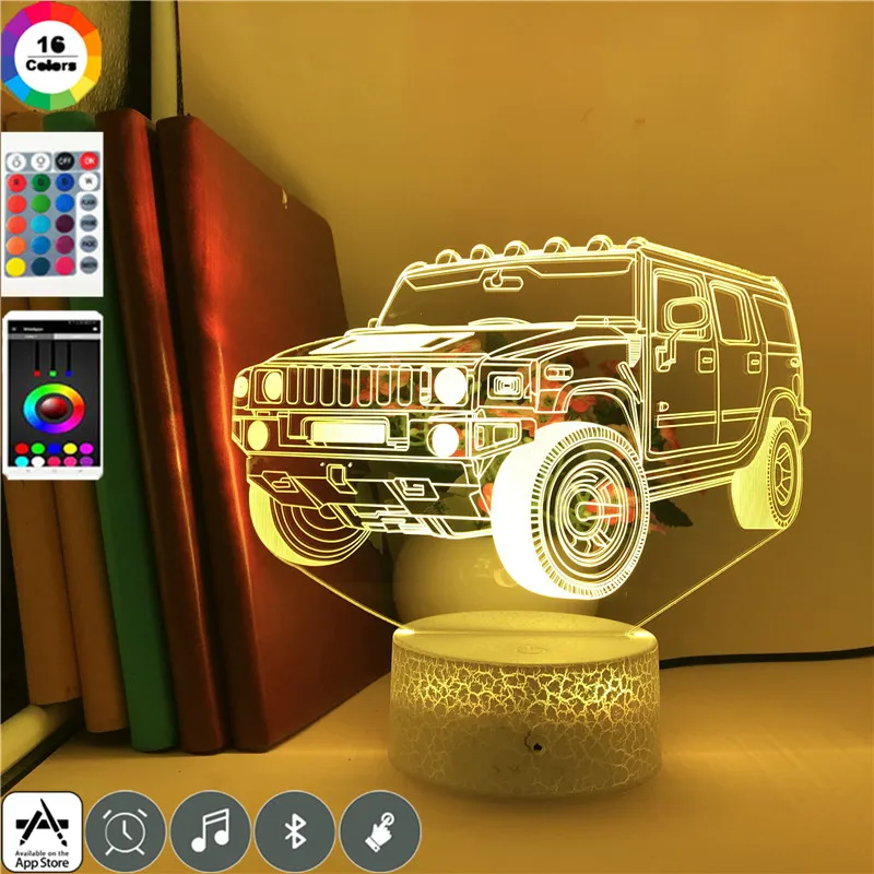 Jeep USB 3D иллюзия ночной Светильник для детской спальни распылитель настольная