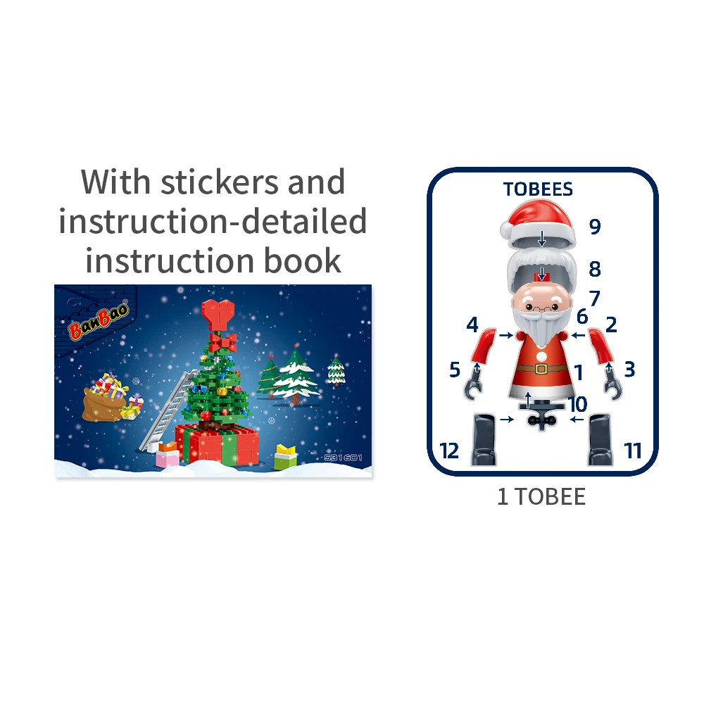 

BanBao 2020 New Merry Christmass Toys Christmas tree Santa Claus Model Christmas reindeer elk Building Blocks Gifts for Kid 5316