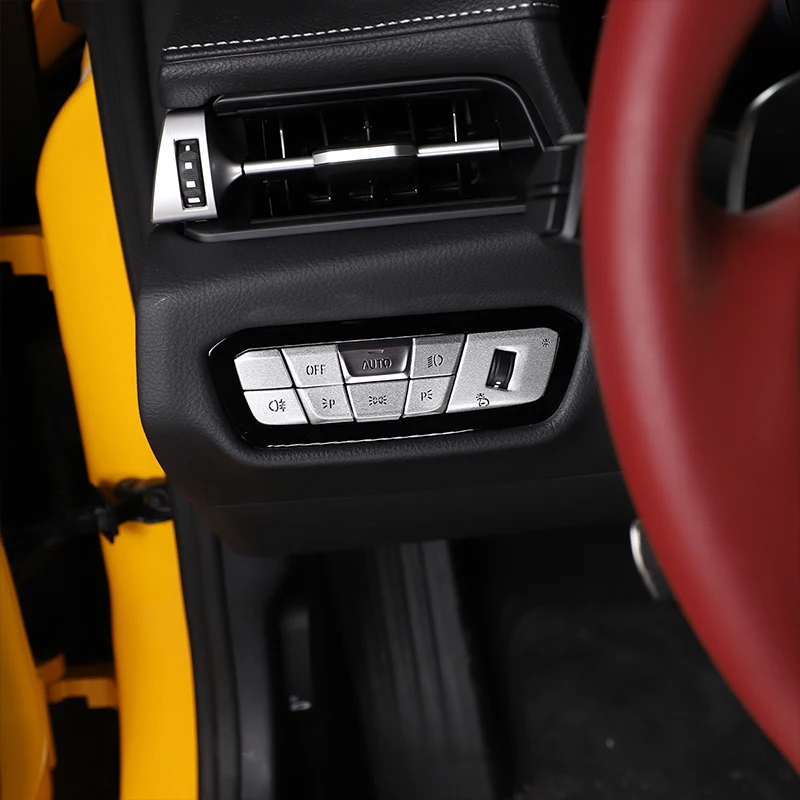 8 шт. наклейки на кнопки автомобильных фар из нержавеющей стали для Toyota GR Supra A90