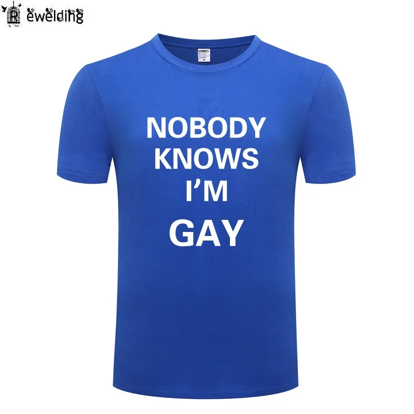 Nobody Knows I'm Gay Funny T Shirt Men Summer Cotton Short Sleeve Tshirt Streetwear Fitness T-Shirt for Women Tops Big Size | Мужская