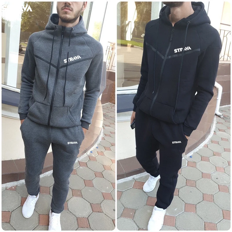 

Костюм спортивный мужской с капюшоном, на завязках, на осень/зиму