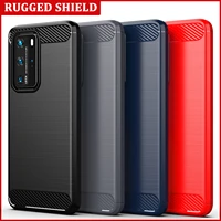 brushed texture for huawei p50 p40 pro soft silicone tpu carbon fiber armor phone case cover frame for p40 lite cases shockproof