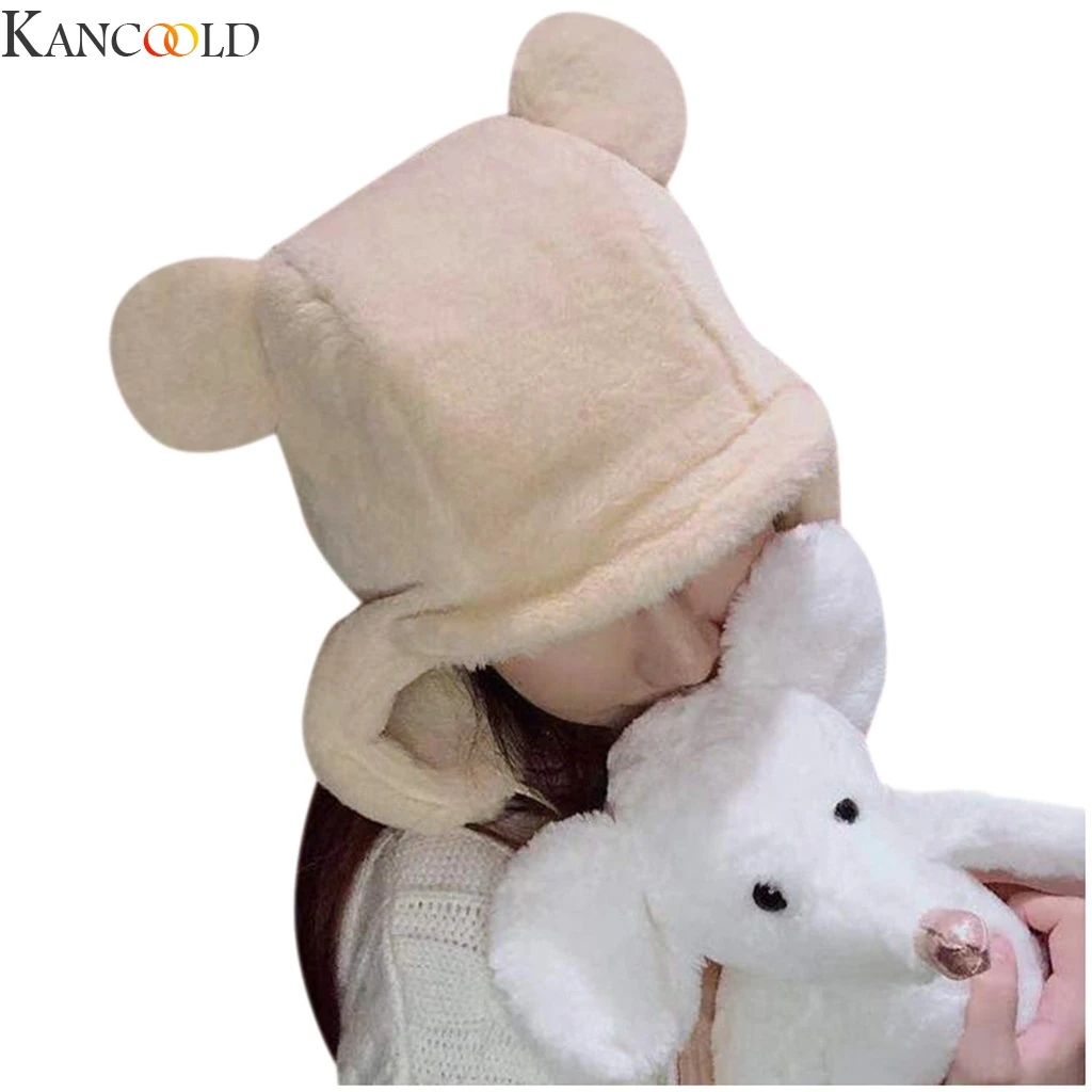 Женская зимняя шапка KANCOOLD из искусственного меха модная Милая теплая плюшевая