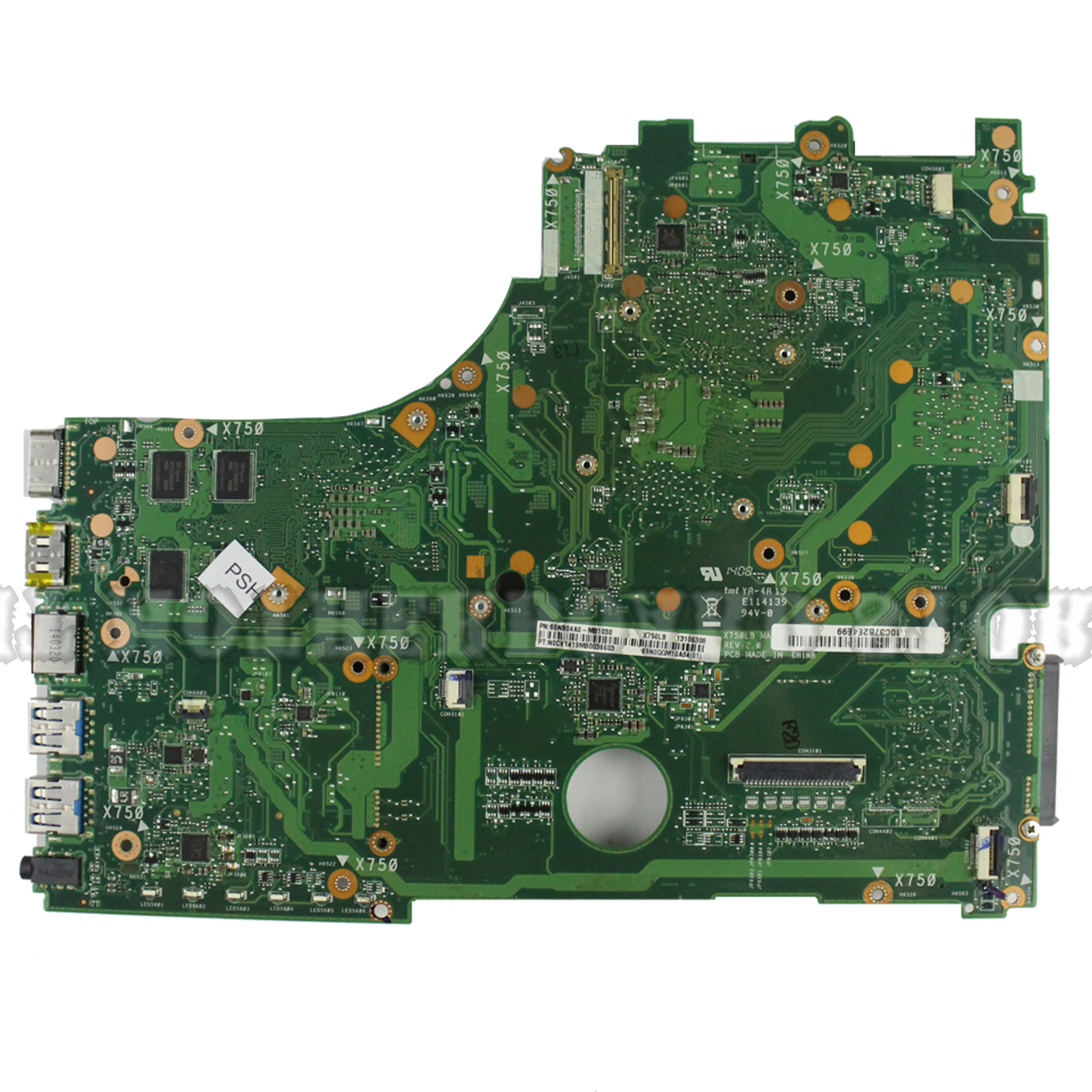 Материнская плата для ноутбука ASUS A750J K750J K750JB X750JB X750JN тест ОК i7-4500 GT7840M/2 ГБ свободный радиатор+ 4 Гб оперативной памяти