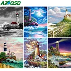 AZQSD алмазная живопись Маяк 5D полная квадратнаякруглая Алмазная вышивка пейзаж Стразы картины домашние декорации