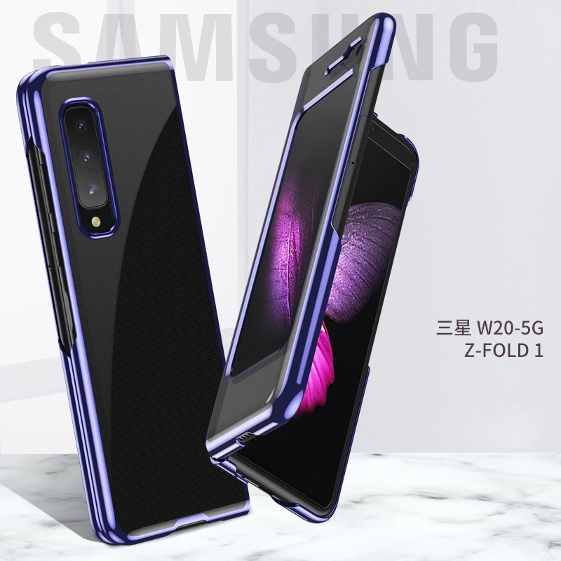 

For Samsung Galaxy Z Fold 1 Case Luxury Electroplated PC Full Protective Transparent Case For Galaxy Z Fold W20 Shockproof Cover