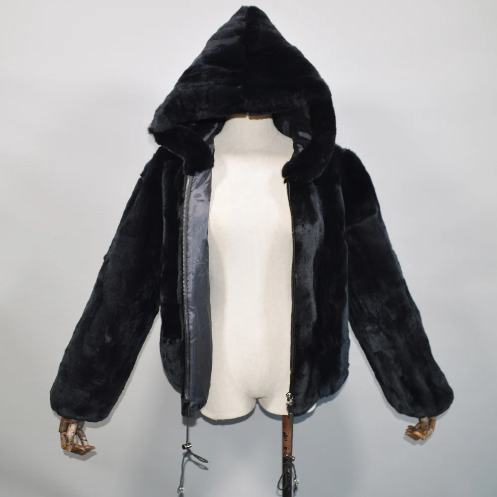 2020 новые женские зимние теплые мягкие Настоящий мех кролика пальто с капюшоном