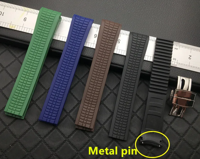 Ремешок силиконовый для часов Patek мягкий резиновый зелёный браслет наручных 21 мм