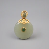 pure 925 sterling silver 2518mm bless lucky nephrite hetian jade round circle yellow pendant for men women gift