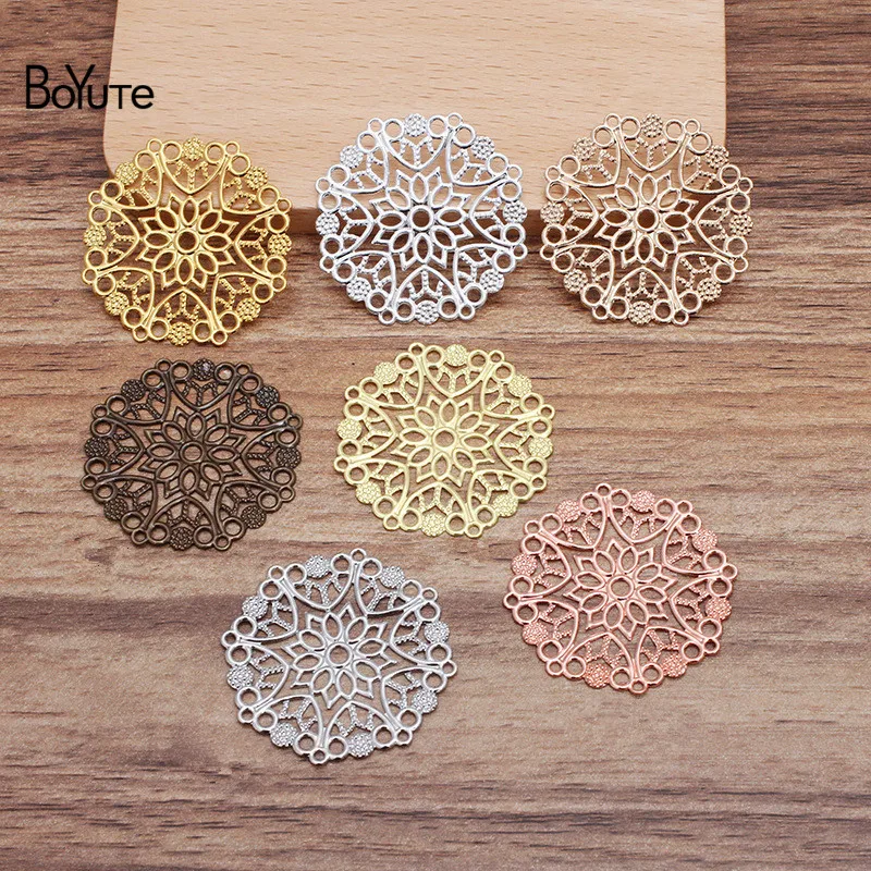 

BoYuTe (50 Pieces/Lot) 30MM Flower Metal Brass Filigree Findings Diy Hand Made Jewelry Materials Wholesale