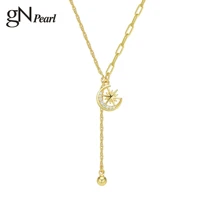 gn pearl necklace jewelry women gold color moon star zircon birthday gift party valentine minimalism girls simple choker