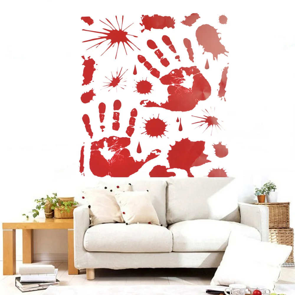 

2pcs Red Graphic Bloody Sticker Splatter Hand for Costume Decor Decal Sticker (Blood Handprint)