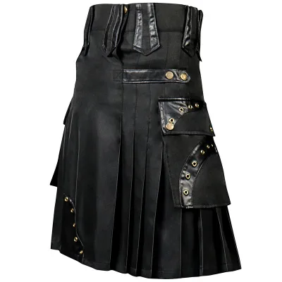 

2020 Dark Punk Men's New Products Medieval Retro Men's English Skirt Prom Gothic Pleated Skirt