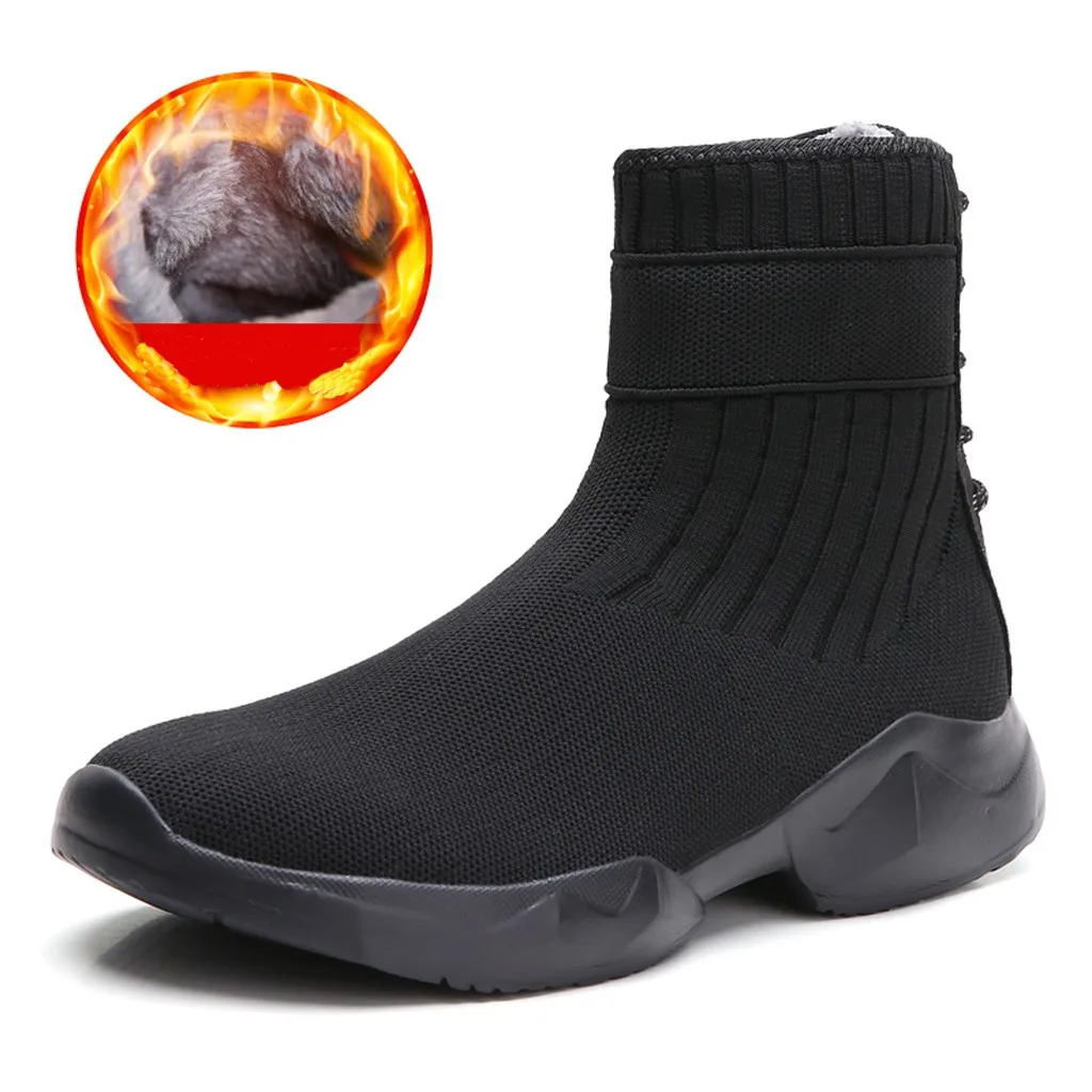 Модные зимние ботинки носки для женщин черная обувь сетчатая повседневная