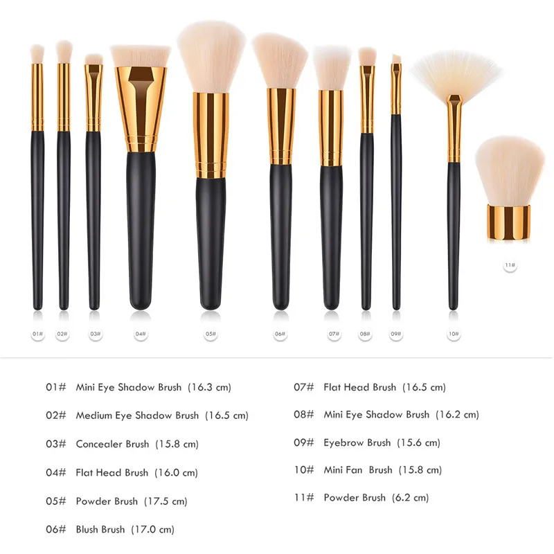 

11Pcs Makeup Brushes Set Cosmetic Foundation Powder Blush Eye Shadow Lip Blend Wooden Make Up Brush Tool Kit Maquiagem