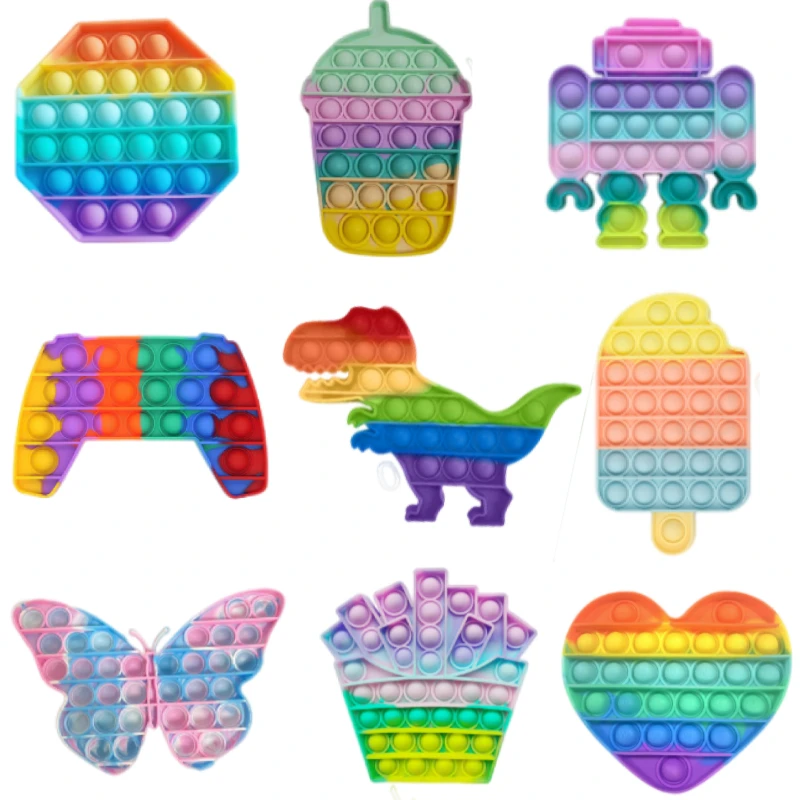 

Pineapple Rainbow Popite Anti Stress For Kids Fidget Toy Bubble Push Stress Reliever Toys Squishy Sensory Relax Squeeze Toys