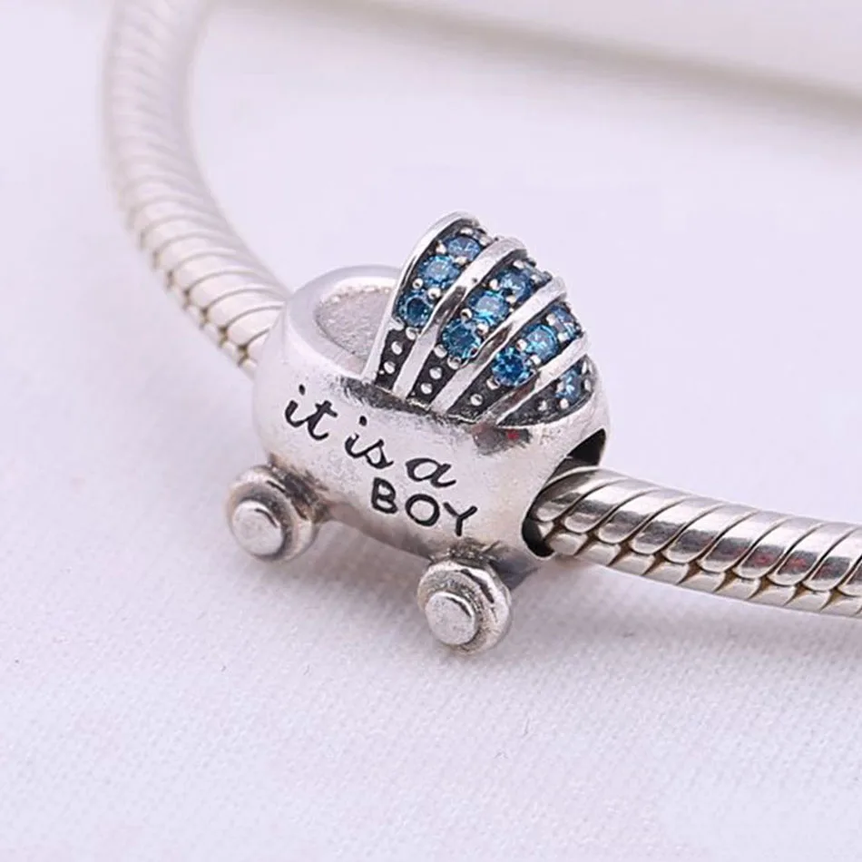 Подлинная S925 бисера это мальчик коляска Шарм подходит леди браслет DIY ювелирные