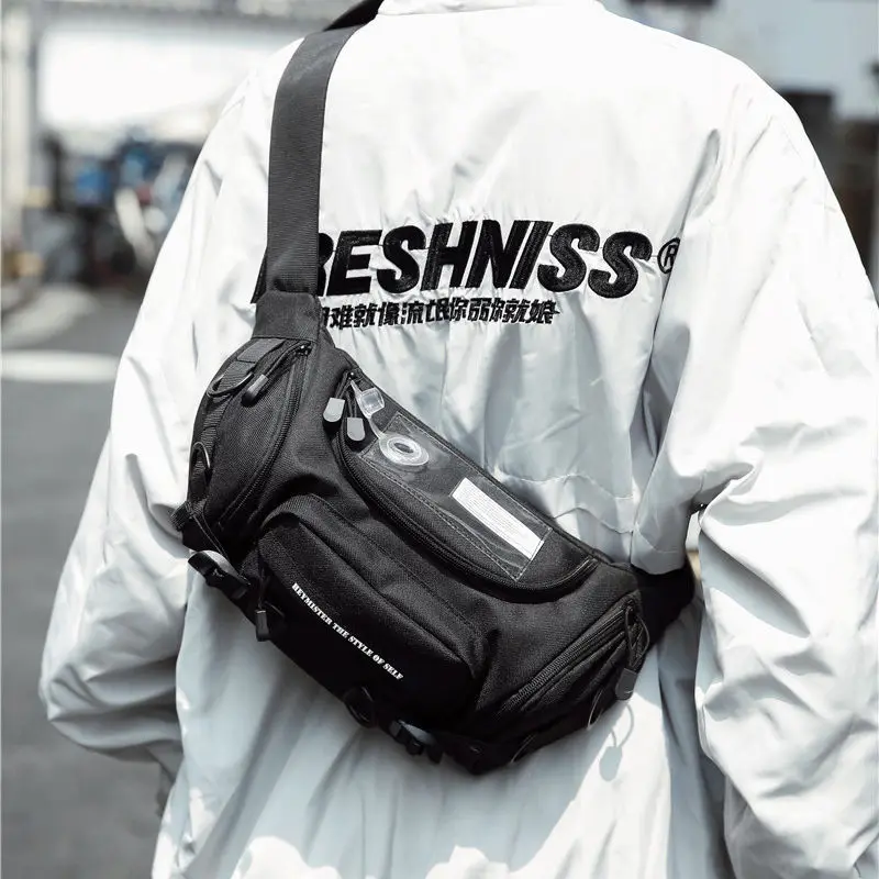 Забавная Мужская нагрудная сумка черная поясная сумочка бананка Большой