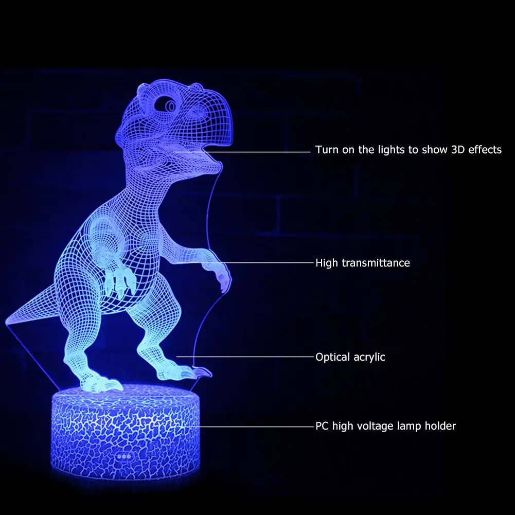 

3D LED Night Light Colorful Acrylic Dinosaur Halloween Lamp Touch Remote Control Ornaments Bedroom Home Decoration Night Lights