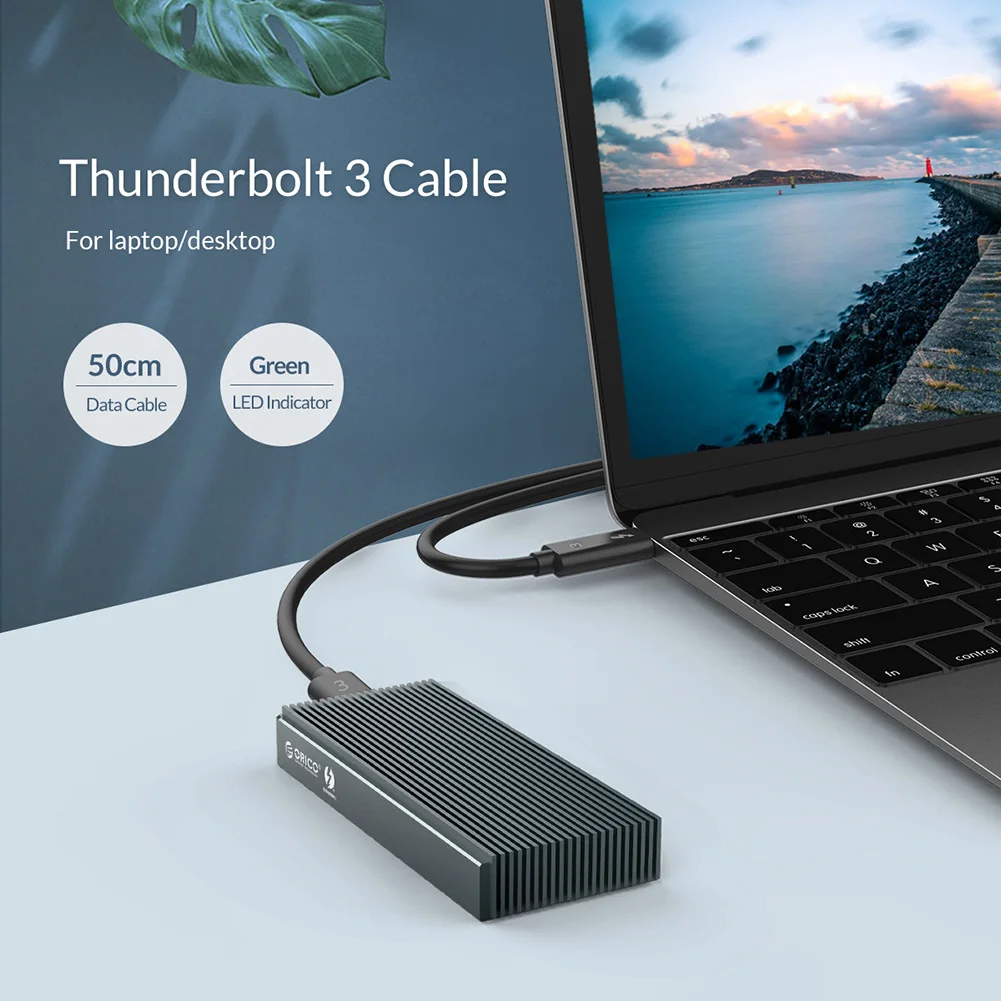 ORICO 40Gbps Thunderbolt 3 SSD case NVME PCI-E M.2 SSD Aluminum Enclosure box For 2TB Type-C with C to C Cable for Laptop