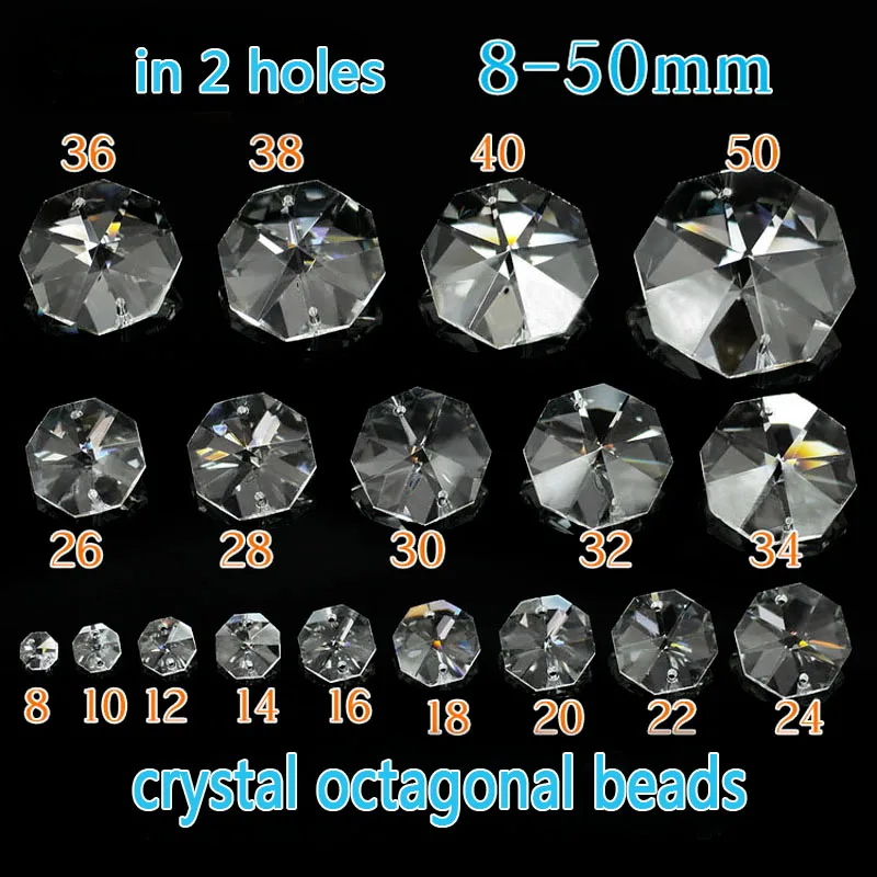 Восьмиугольные бусины с кристаллами большие размеры 2 отверстия детали для