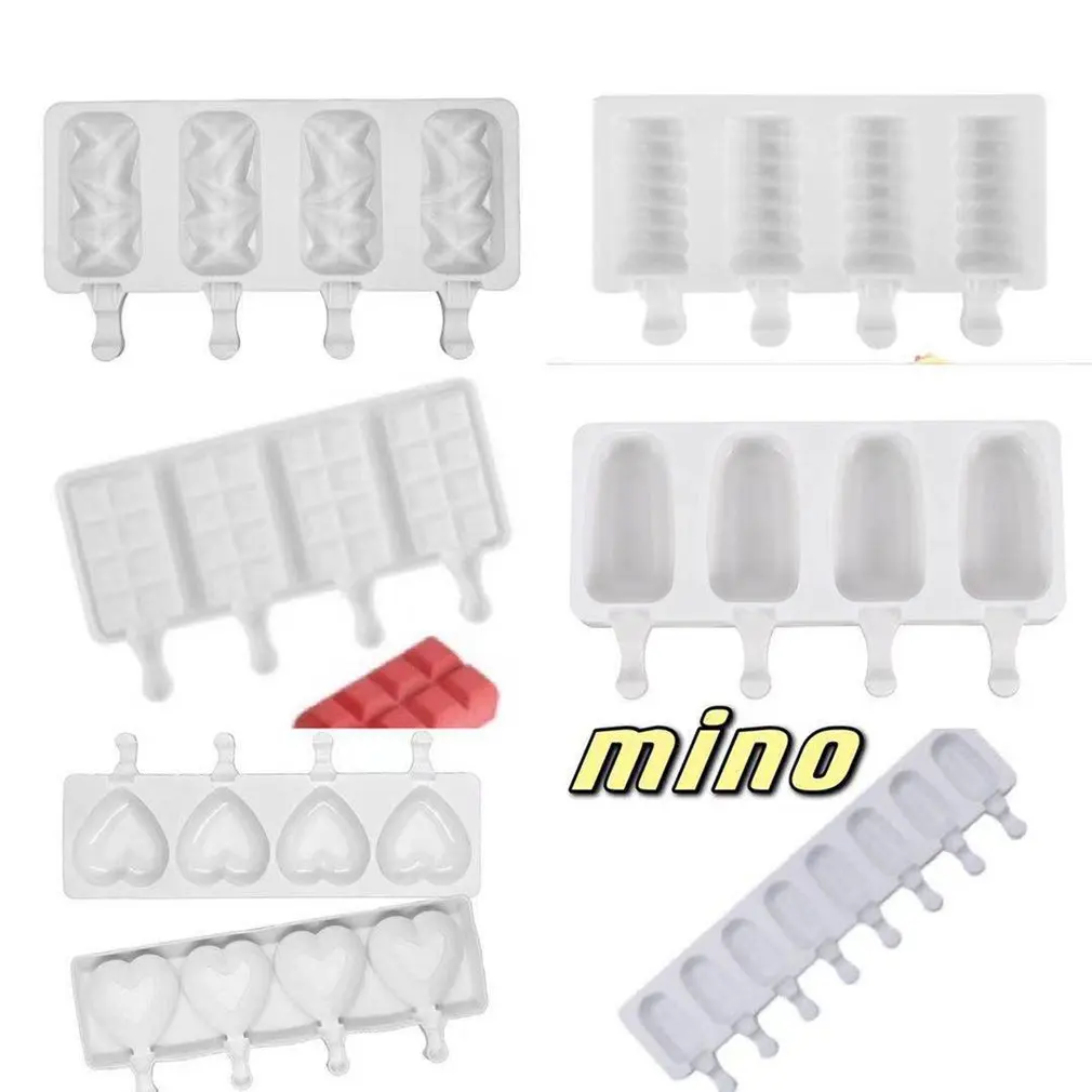 

4 Cavity Ice Cream Mold Popsicle Silicone Molds DIY Homemade Fruit Juice Dessert Ice Pop Lolly Tray Mould Candied Haws
