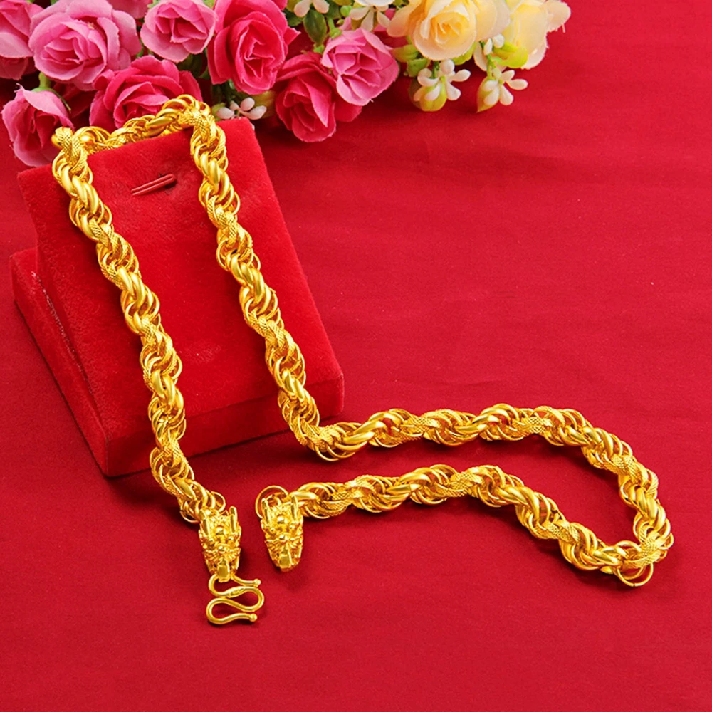 

Twisted Necklace/bracelet Chain Men Jewelry Yellow Gold Filled Hip Hop Male Clavicle Gift