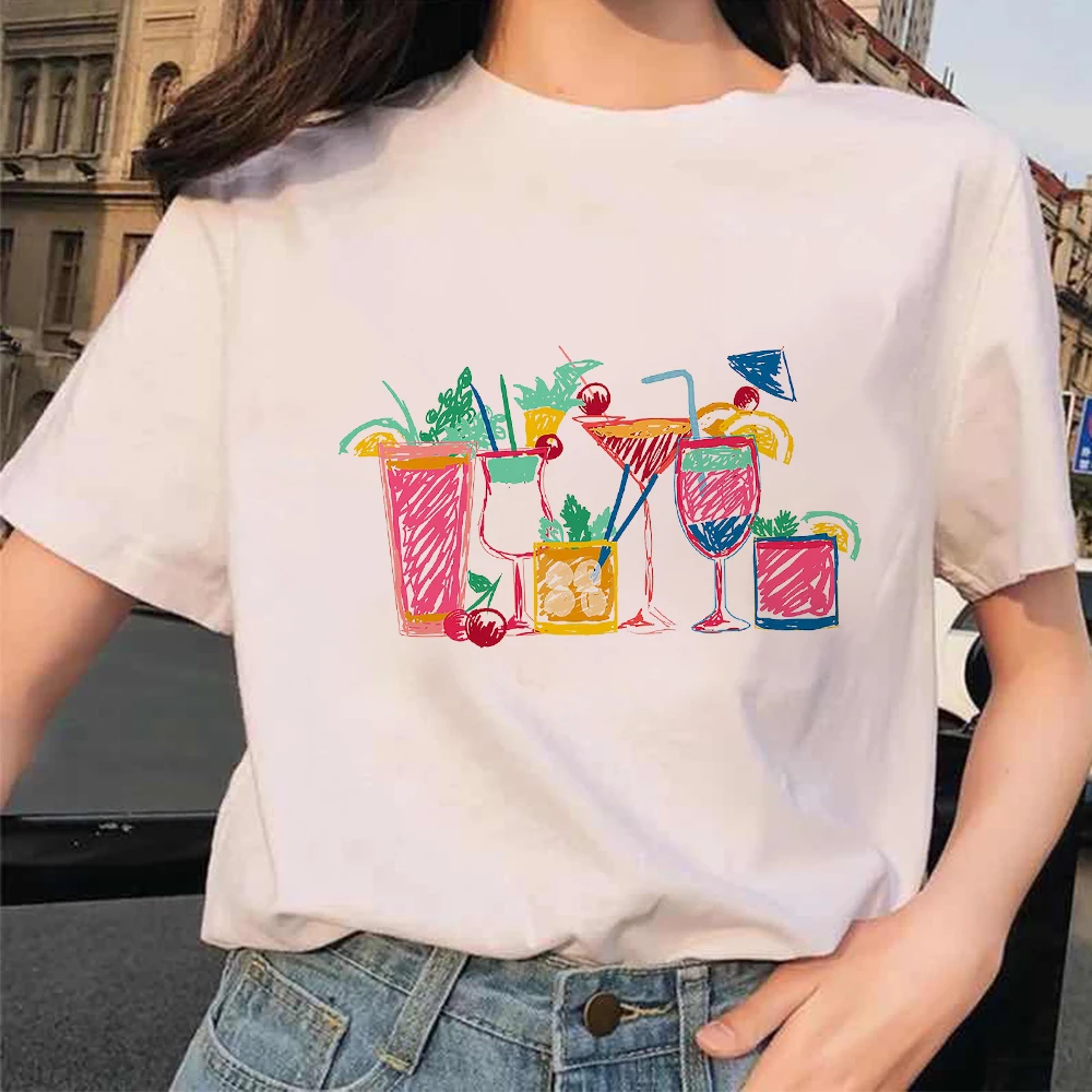 

Summer Juice Drink Printed T Shirts Trendy Brazil Street Short Sleeve Ropa Grunge Aesthetic Cheap Free Shipping Women's Clothing