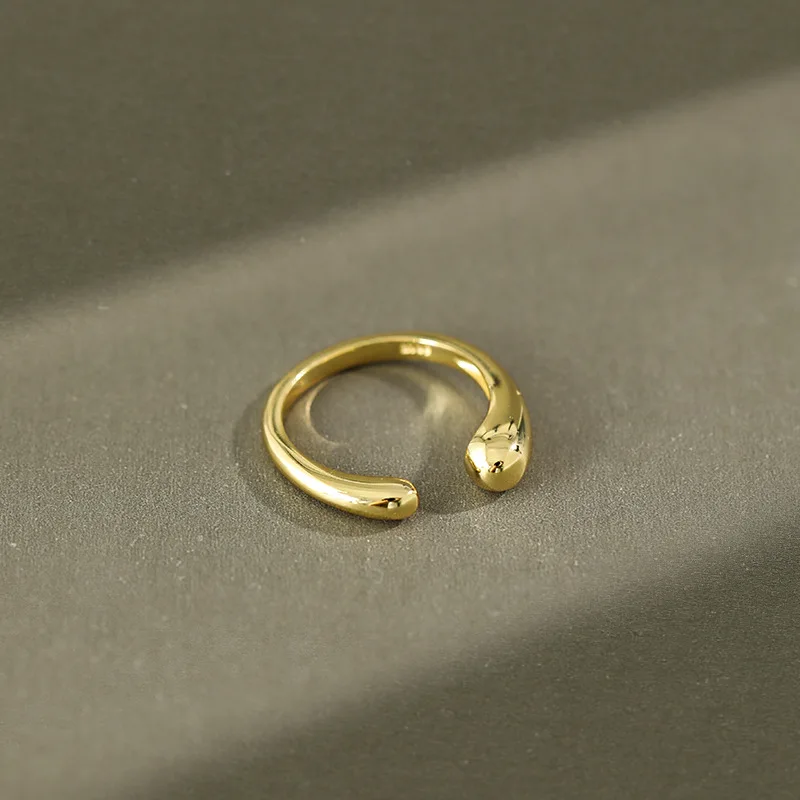 

Серебряное кольцо в скандинавском стиле, гладкое женское кольцо в виде капли воды